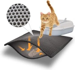 Blue Eyes Kattenbakmat, 30 Cm X 40 Cm, (!!! MAAT !!!) Kattenbakmat, Kattenbakonderlegger, Honingraatdesign, Kattenbak, Waterdicht, Dubbellaags Ontwerp, Honingraatmat (grijs)