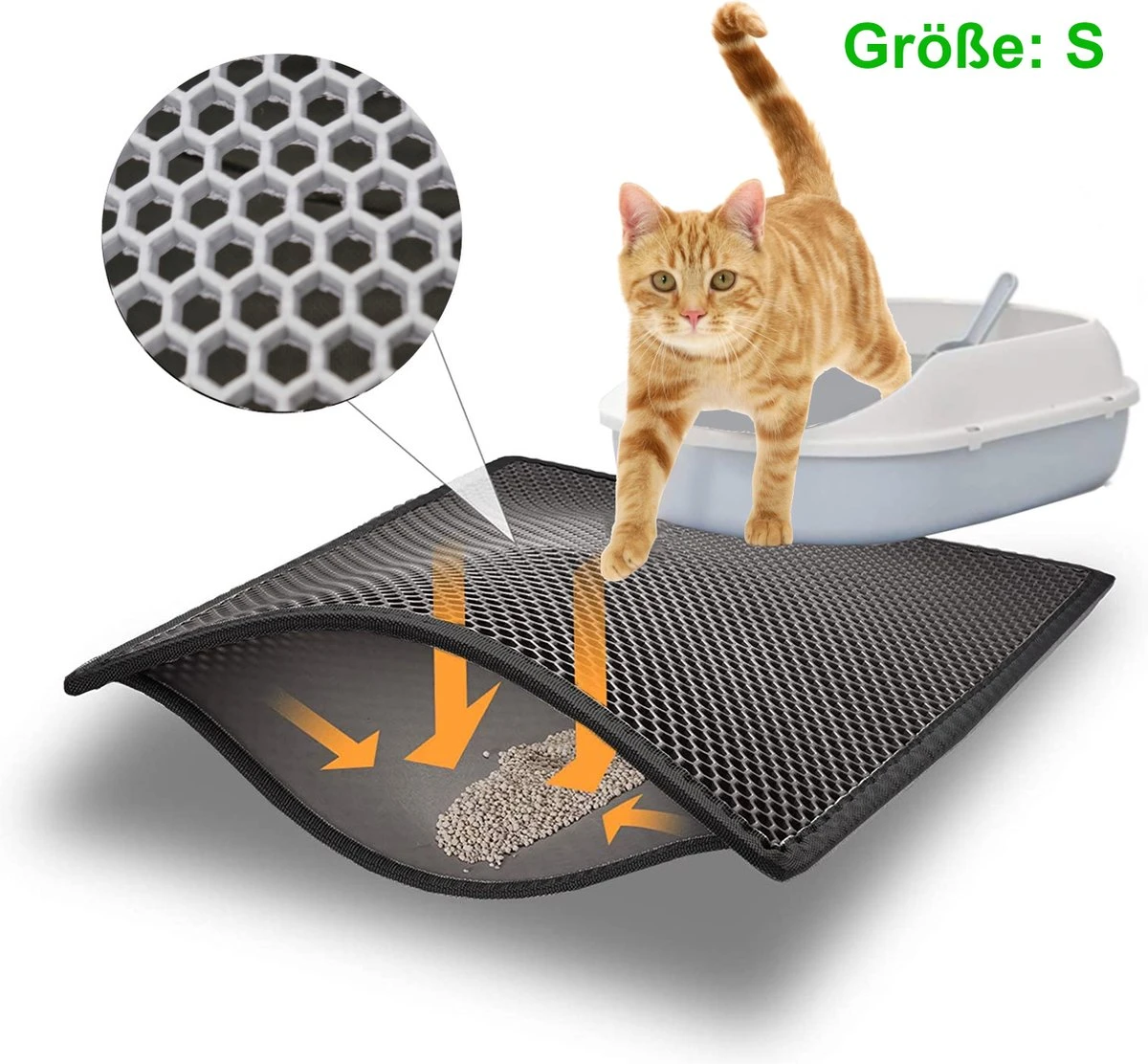 Blue Eyes Kattenbakmat, 30 Cm X 40 Cm, (!!! MAAT !!!) Kattenbakmat, Kattenbakonderlegger, Honingraatdesign, Kattenbak, Waterdicht, Dubbellaags Ontwerp, Honingraatmat (grijs) 2 Blue Eyes Kattenbakmat, 30 Cm X 40 Cm, (!!! MAAT !!!) Kattenbakmat, Kattenbakonderlegger, Honingraatdesign, Kattenbak, Waterdicht, Dubbellaags Ontwerp, Honingraatmat (grijs) - Afbeelding 2