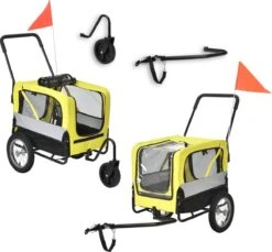 Pro-Tec Fietskar Fietsaanhanger Tot 20 Kg En Buggyfunctie Geel Zwart