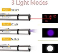 Laserpen - Oplaadbaar Met USB - Rode Laser - RVS Zilver - UV - Zaklamp - LED - Kat - Katten Speeltjes - Kattenspeelgoed - 7 Verschillende Standen -Huisdierbenodigdheden 1200x1114 34