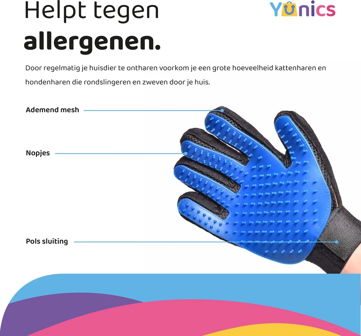 YUNICS® Dieren Handschoen - Haarverwijderaar Voor Huisdieren - Kattenborstel - Hondenborstel - Hondenkam - Kattenhaarverwijderaar - Blauw 2 YUNICS® Dieren Handschoen - Haarverwijderaar Voor Huisdieren - Kattenborstel - Hondenborstel - Hondenkam - Kattenhaarverwijderaar - Blauw - Afbeelding 2