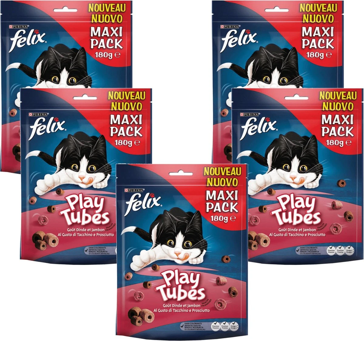 Felix PlayTubes - Kattensnacks Kalkoen & Ham - 5 X 180g 7 Felix PlayTubes - Kattensnacks Kalkoen & Ham - 5 X 180g - Afbeelding 7