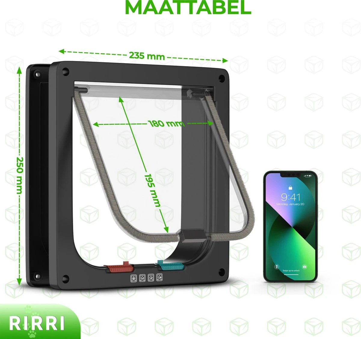 Rirri Kattenluik Met Tunnel - 4 Vergrendelingsstanden - Weersbestendig - Binnen En Buiten - Maat L - Zwart - 25,5 X 23.5 Cm 2 Rirri Kattenluik Met Tunnel - 4 Vergrendelingsstanden - Weersbestendig - Binnen En Buiten - Maat L - Zwart - 25,5 X 23.5 Cm - Afbeelding 2