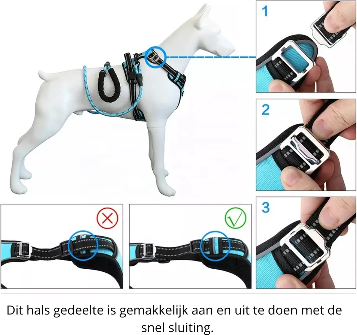 Hondenharnas – Inclusief Hondenriem – Reflecterend – Hondentuig – Hondenriem – Y Tuig Hond - Anti Trek Tuig - Zwart – Maat M 2 Hondenharnas – Inclusief Hondenriem – Reflecterend – Hondentuig – Hondenriem – Y Tuig Hond - Anti Trek Tuig - Zwart – Maat M - Afbeelding 2