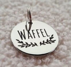 Dierenpenning Rond | Zilver | Roestvrij Staal RVS | Diameter 3 Cm | Inclusief Naam En Telefoonnummer Graveren | Gegraveerde Penning Hond | Hondenpenning