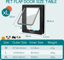 Nobleza Kattenluik Met Tunnel - 4 Vergrendelingsstanden - Weerbestendig - Binnen En Buiten - 28.5 X 25 Cm - Maat XL - Zwart -Huisdierbenodigdheden 1200x1131 15