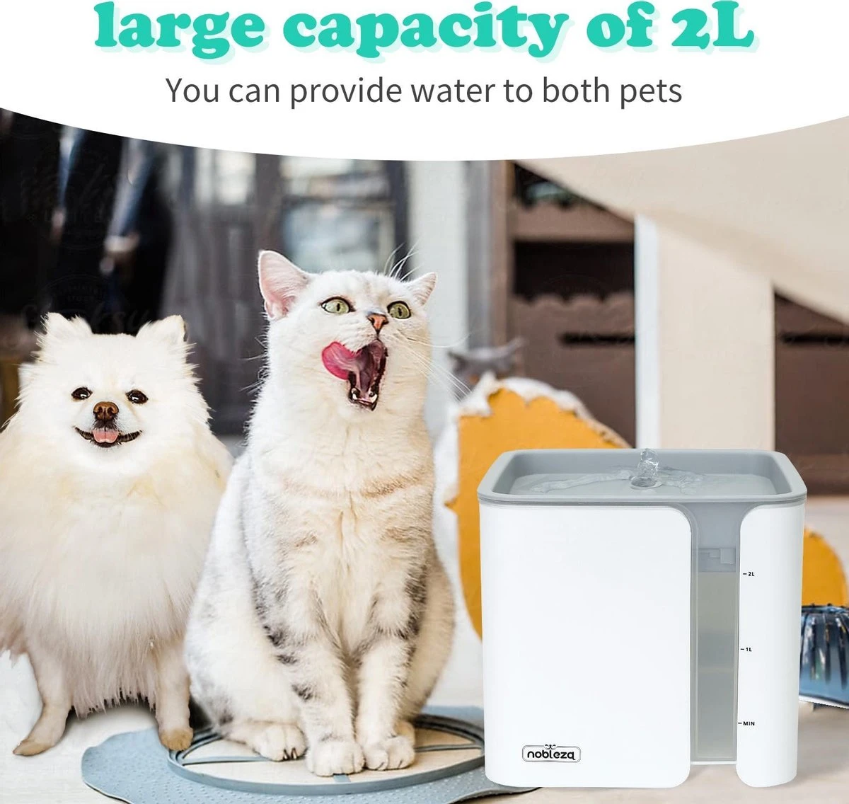 Nobleza USB Drinkfontein Voor Hond/Kat - 2L - Incl. 2 Filters - Wit 7 Nobleza USB Drinkfontein Voor Hond/Kat - 2L - Incl. 2 Filters - Wit - Afbeelding 7