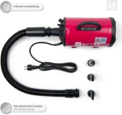Nuvoo Professionele Hondenföhn / Waterblazer / Hondenborstel Met 3 Opzetstukken - Verstelbare Vermogen Tot 2200W - Warme / Koude Stand - Rood -Huisdierbenodigdheden 1200x1136 7
