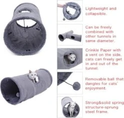 Fuzly Kattentunnel - Speeltunnel - Antraciet - Extra Stevig - Suede - 130cm X 30cm - Large -Huisdierbenodigdheden 1200x1140 19