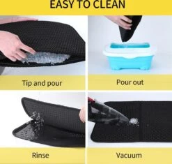 Nobleza Kattenbakmat - Kattenmat Met Filter - Kattenbak Accessoires - Grit Opvanger - 3 Lagen - Waterdicht - 60x45 Cm - Opvouwbaar - Zwart -Huisdierbenodigdheden 1200x1143 18