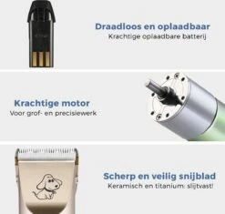 LifeGoods Hondentondeuse - Voor Katten En Honden - Complete Set - 5 Standen - Draadloos - Oplaadbaar - Goud/Zwart -Huisdierbenodigdheden 1200x1143 5