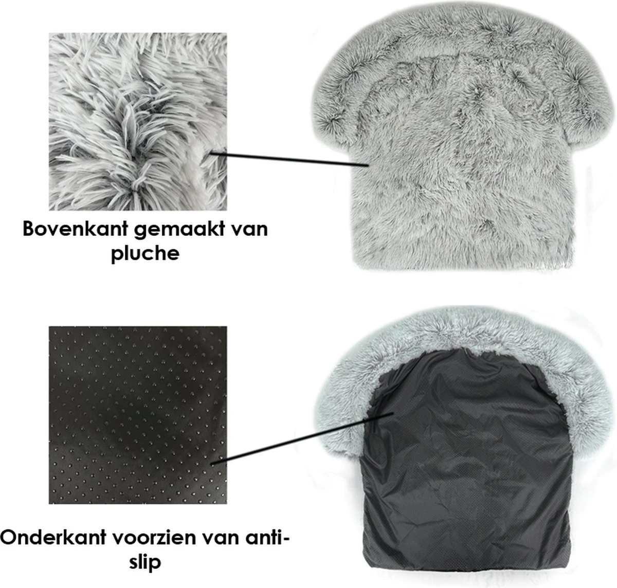 Zootic Fluffy Hondenkussen Hondenmand Hondenbed - Grijs 100 X 90 Cm 2 Zootic Fluffy Hondenkussen Hondenmand Hondenbed - Grijs 100 X 90 Cm - Afbeelding 2