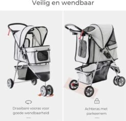 Zenzee - Hondenbuggy - Honden Buggy - Hondentrolley - Hondenwagen - Opvouwbaar - Parkeerrem - Opbergruimte - Grijs -Huisdierbenodigdheden 1200x1145 11