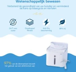Premium Drinkfontein Kat & Hond - Finez - Incl. Herbruikbare Filter - Kattenfontein - 3 Standen - LED Indicators - 2,5L - Wit -Huisdierbenodigdheden 1200x1145 13