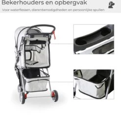 Zenzee - Hondenbuggy - Honden Buggy - Hondentrolley - Hondenwagen - Opvouwbaar - Parkeerrem - Opbergruimte - Grijs -Huisdierbenodigdheden 1200x1146 12