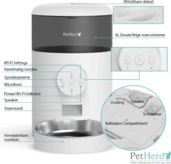 PetHero 7 Voerautomaat Wit - Smartphone Besturing - Automatische Voerbak Voor Kat Of Hond - 4.0 L -Huisdierbenodigdheden 1200x1146 15