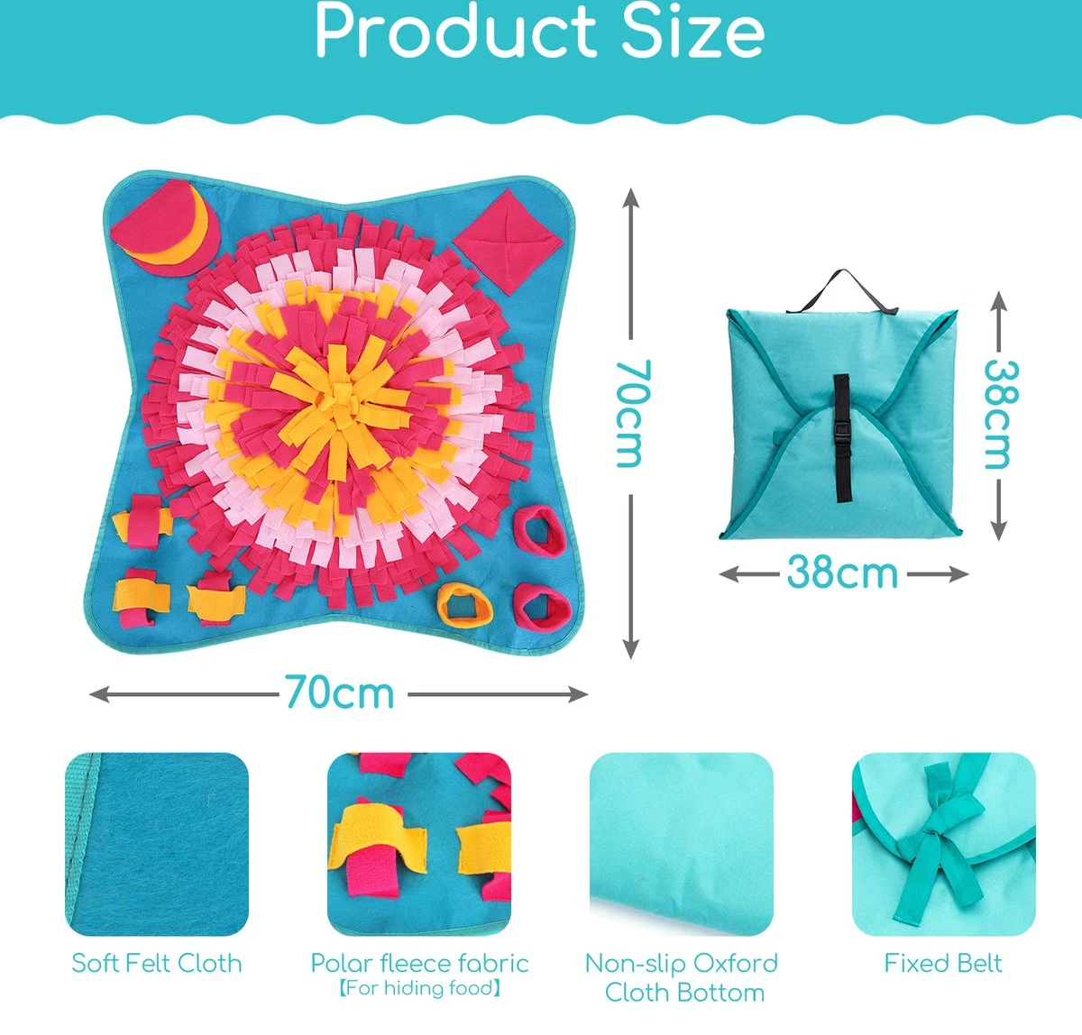 Nobleza Snuffelmat - Speelmat - Hondenspeelgoed - Fleece - Snackmat - 70 X 70 Cm 3 Nobleza Snuffelmat - Speelmat - Hondenspeelgoed - Fleece - Snackmat - 70 X 70 Cm - Afbeelding 3