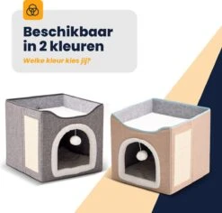 MIRO Katten Huis - Kattenhuizen - Kattenhok - Kattenmand - Dierenhuis - Opvouwbaar - Met Krabmat - Abrikoos -Huisdierbenodigdheden 1200x1148 43