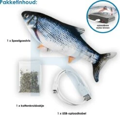 RealN Elektrische Speelvis Clownvis Inclusief Catnip Zakje – Kattenspeeltjes - Kattenspeelgoed – Krachtige Batterij – Bewegende Vis – Leukste Kattenspeeltje Goudvis – Kat Actiever Maken – 30 Cm – Speelvis Katten – Wasbaar – Oplaadbaar – Blauw/Wit -Huisdierbenodigdheden 1200x1149 18