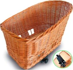 Basil Pasja Hondenfietsmand L - Achter - Riet - Inclusief Bevestigingssysteen - Large - Bruin - 50 Cm