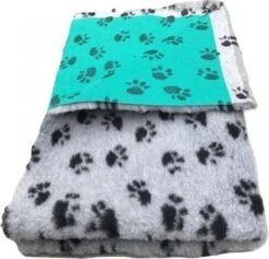 Vet Bed Grijs Met Voetprint Groene Rug 22mm 150x100 Cm -Huisdierbenodigdheden 1200x1150 21