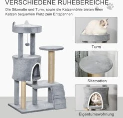 PawHut Krabpaal Kattenboom Met Kattengrot Trap Spaanplaat Jute Grijs D30-360 13 PawHut Krabpaal Kattenboom Met Kattengrot Trap Spaanplaat Jute Grijs D30-360 -Huisdierbenodigdheden 1200x1150 26