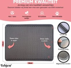 TEBJEN Kattenbakmat – Kattenbak Mat Grit Opvanger - Schoonloop Katten Mat – Dubbele Waterdichte Laag – Uitloopmat Kattenbak – Kattenbak Accessoires - Met Speelgoedmuisje En Schepje - 30cm * 30cm -Huisdierbenodigdheden 1200x1150 29