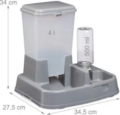 Relaxdays Voer-en Drinkbak 2 In 1- Honden Katten - Voederdispenser - Eetbak - Waterbak Donkergrijs -Huisdierbenodigdheden 1200x1151 7