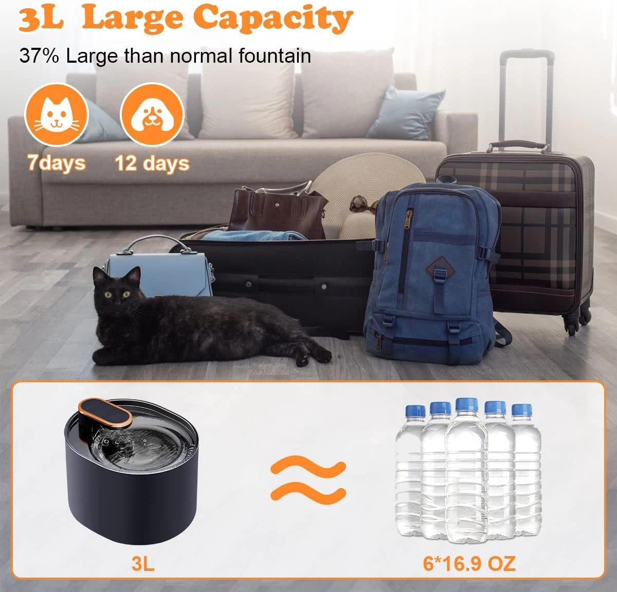 AQIOS Kat/hond Drinkfontein 3L Donkerblauw Inclusief 3 Filters - Kattenfontein - Hondenfontein - Waterfontein - Water Dispenser - Waterautomaat - Drinkbak 3 AQIOS Kat/hond Drinkfontein 3L Donkerblauw Inclusief 3 Filters - Kattenfontein - Hondenfontein - Waterfontein - Water Dispenser - Waterautomaat - Drinkbak - Afbeelding 3