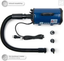 Nuvoo Professionele Hondenföhn / Waterblazer / Hondenborstel Met 3 Opzetstukken - Verstelbare Vermogen Tot 2200W - Warme / Koude Stand - Blauw -Huisdierbenodigdheden 1200x1153 10