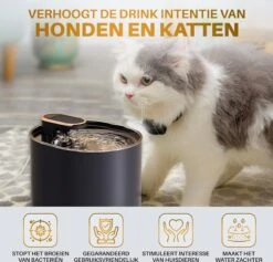 Ample Drinkfontein - Hond/Kat - 3 Liter - Inclusief Filter - Drinkfontein Kat - Kattenfontein - Waterfontein Kat - Waterdispenser - Fluisterstil - Grijs -Huisdierbenodigdheden 1200x1153 2