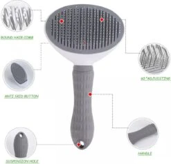 Lorell Pet Company Kattenborstel/Hondenborstel - Borstel Voor Langharig/kortharig -Hondenhaar En Kattenhaar Verwijderaar - Grijs -Huisdierbenodigdheden 1200x1155