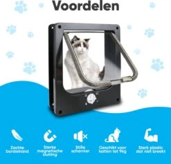 BFreshPets Kattenluik + Massageborstel - Met Tunnel - 4 Vergrendelingsstanden - Weersbestendig - Maat L - Zwart - 27 X 24 Cm -Huisdierbenodigdheden 1200x1156 18