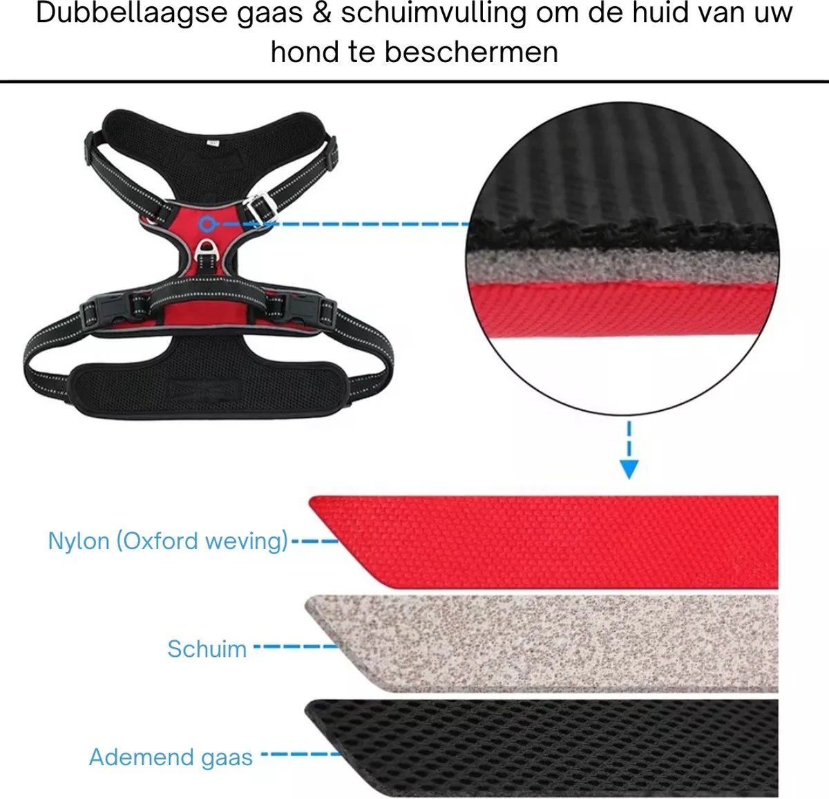 Hondenharnas – Inclusief Hondenriem – Reflecterend – Hondentuig – Hondenriem – Y Tuig Hond - Anti Trek Tuig - Zwart – Maat M 6 Hondenharnas – Inclusief Hondenriem – Reflecterend – Hondentuig – Hondenriem – Y Tuig Hond - Anti Trek Tuig - Zwart – Maat M - Afbeelding 6