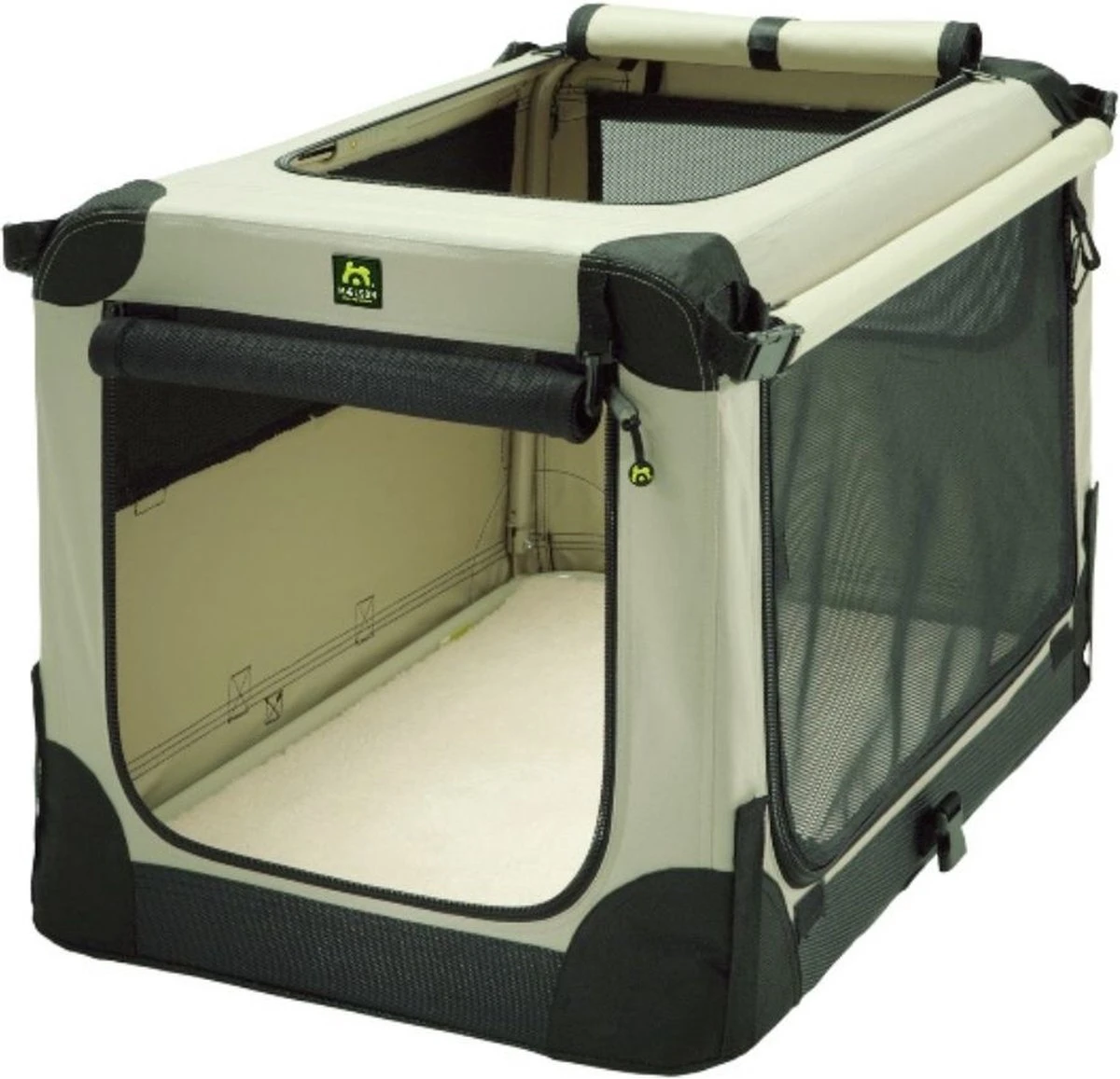 Maelson Soft Kennel - Robuuste Hondenbench Van Zacht Materiaal - Opvouwbare Kennel Met Stevig Stalen Binnenframe - Beige/zwart - XXS / XS / S / M / L / XL / XXL - 92 L 3 Maelson Soft Kennel - Robuuste Hondenbench Van Zacht Materiaal - Opvouwbare Kennel Met Stevig Stalen Binnenframe - Beige/zwart - XXS / XS / S / M / L / XL / XXL - 92 L - Afbeelding 3