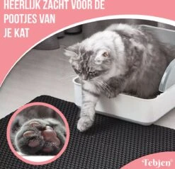 TEBJEN Kattenbakmat – Kattenbak Mat Grit Opvanger - Schoonloop Katten Mat – Dubbele Waterdichte Laag – Uitloopmat Kattenbak – Kattenbak Accessoires - Met Speelgoedmuisje En Schepje - 40x50cm -Huisdierbenodigdheden 1200x1159 42
