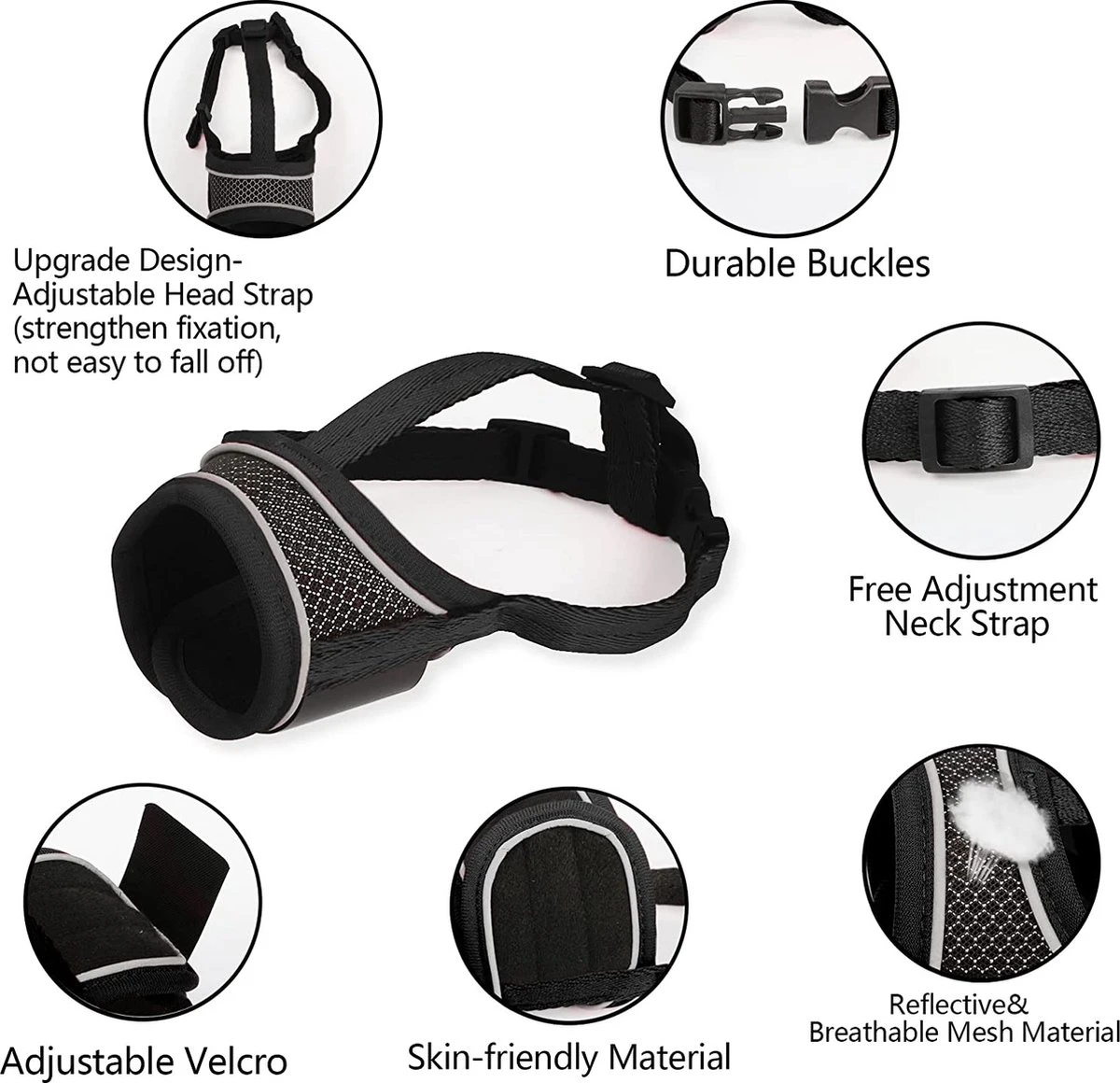 Merkloos Hoog Kwaliteit Muilkorf Met Bedrukt Patroon - Muilkorf Hond - Hondensnuit - Anti Blaf En Bijt - Voor Kleine En Grote Honden Maat M Zwart Reflecterend 4 Merkloos Hoog Kwaliteit Muilkorf Met Bedrukt Patroon - Muilkorf Hond - Hondensnuit - Anti Blaf En Bijt - Voor Kleine En Grote Honden Maat M Zwart Reflecterend - Afbeelding 4