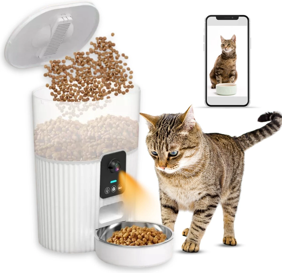 Smart Pet Feeder Voerautomaat - Breedbeeld Camera - Spraakbericht Opname - Smartphone Besturing - Automatische Voerbak Voor Kat Of Hond 3.5L 1 Smart Pet Feeder Voerautomaat - Breedbeeld Camera - Spraakbericht Opname - Smartphone Besturing - Automatische Voerbak Voor Kat Of Hond 3.5L