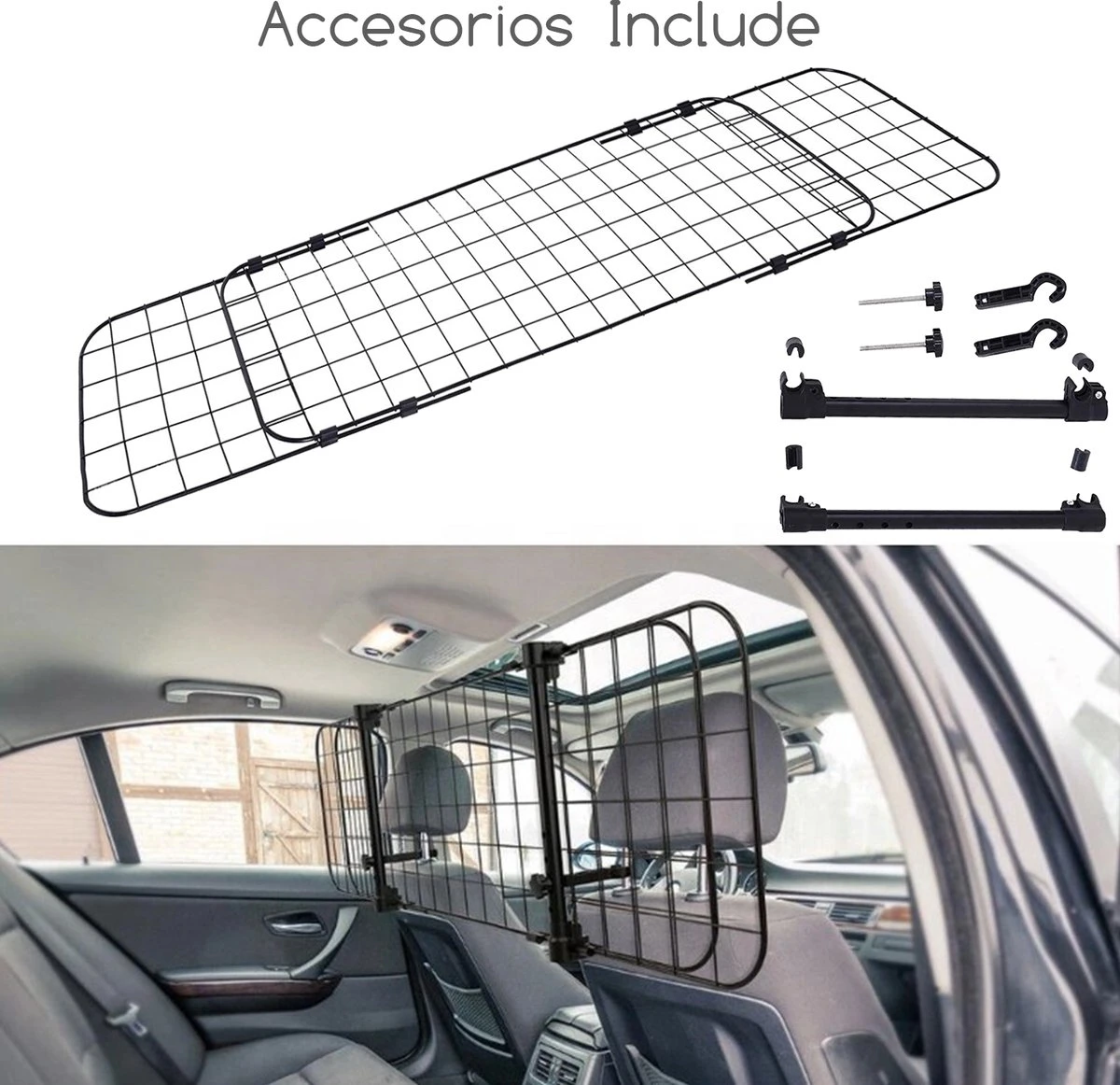 Nobleza RLJ - Hondenrek Auto - Universeel - Autorek Hond - Kofferbak - Bagagerek - Verstelbaar - L96-145/B30 Cm - Zwart 2 Nobleza RLJ - Hondenrek Auto - Universeel - Autorek Hond - Kofferbak - Bagagerek - Verstelbaar - L96-145/B30 Cm - Zwart - Afbeelding 2