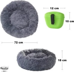 Hondenmand Donut – 70 Cm - Honden Mand – Pluche – Fluffy – Extra Zacht - Kattenmand - Hondenkussen – Kattenkussen – Bed - Wasbaar Met Rits – Hondenmanden – Rond – Bank – Grijs - Qwality -Huisdierbenodigdheden 1200x1164 17