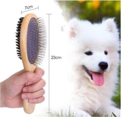 Merkloos Nobleza Dierenborstel - Hondenborstel - Kattenborstel - Tweezijdig - Dubbelzijdig - Hout - Maat L -Huisdierbenodigdheden 1200x1166