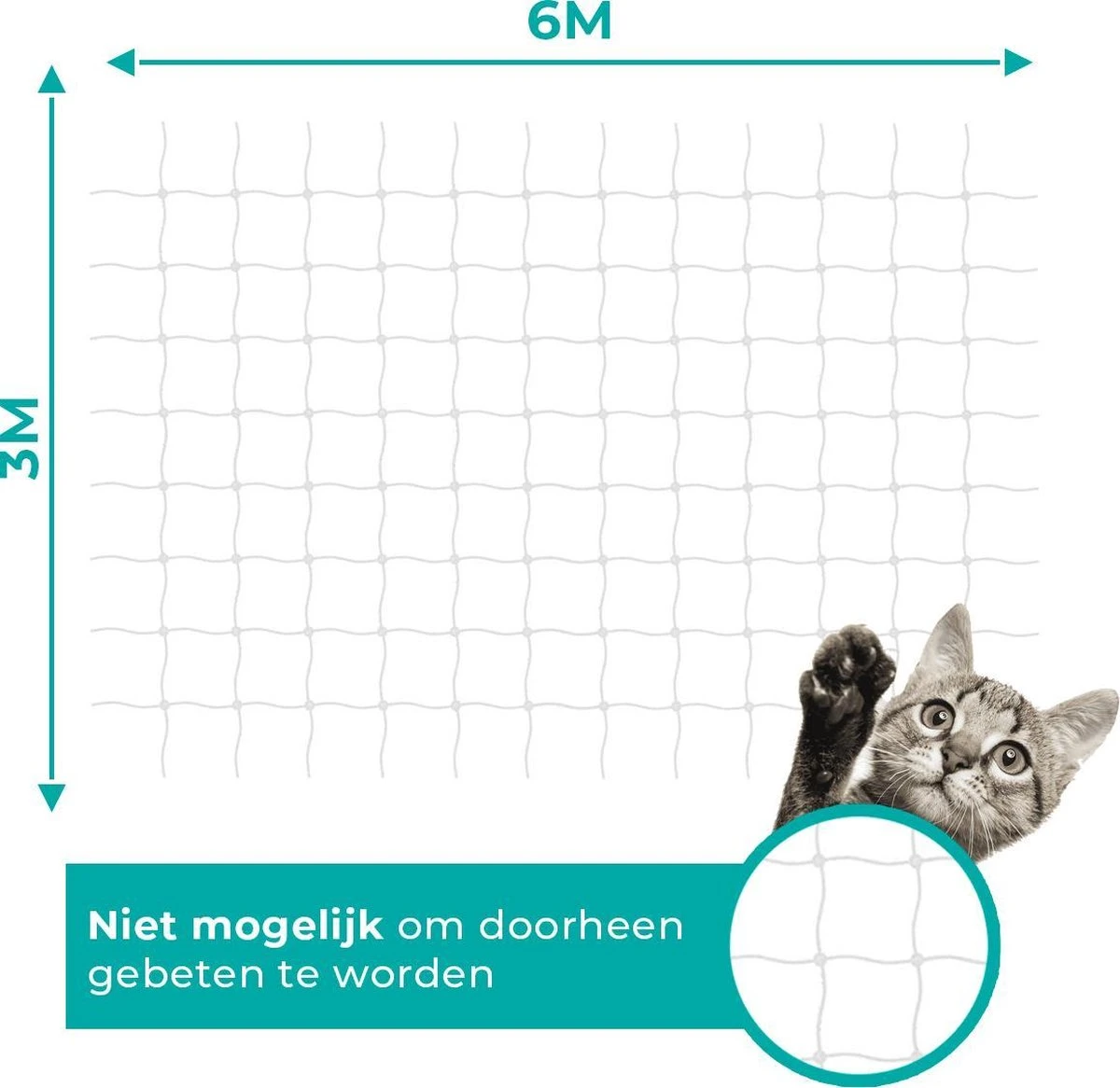 Kattennet Premium - 600 X 300 CM - Kattennet Voor Balkon - Transparant - Balkon Net - Makkelijk Te Monteren 7 Kattennet Premium - 600 X 300 CM - Kattennet Voor Balkon - Transparant - Balkon Net - Makkelijk Te Monteren - Afbeelding 7