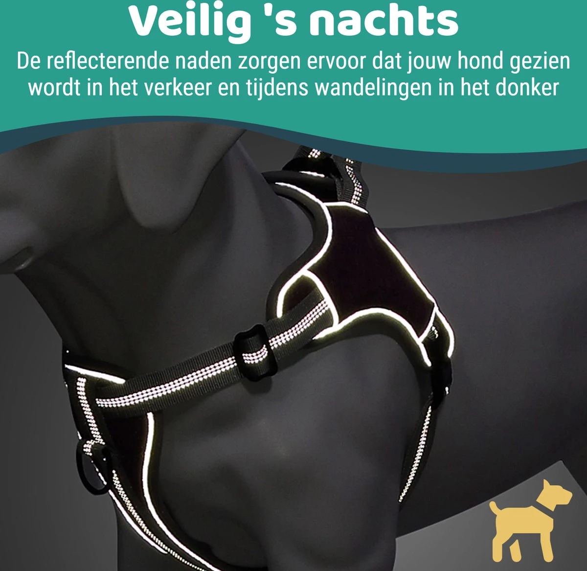 Mmoods Hondentuigje Grijs - Anti-Trek Tuig - Hondenharnas Voor Grote Honden- Reflecterende Halsband Hond - Hondenhalsband Maat L 6 Mmoods Hondentuigje Grijs - Anti-Trek Tuig - Hondenharnas Voor Grote Honden- Reflecterende Halsband Hond - Hondenhalsband Maat L - Afbeelding 6