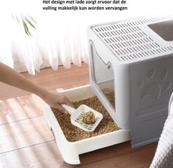 LooMar Kattenbak Groot - Kattenbak XXL - Kattenbak Grote Katten - Opvouwbaar - Grijs -Huisdierbenodigdheden 1200x1167 41