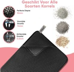 TEBJEN Kattenbakmat – Kattenbak Mat Grit Opvanger - Schoonloop Katten Mat – Dubbele Waterdichte Laag – Uitloopmat Kattenbak – Kattenbak Accessoires - Met Speelgoedmuisje En Schepje - 30cm * 30cm -Huisdierbenodigdheden 1200x1167 45