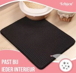 TEBJEN Kattenbakmat – Kattenbak Mat Grit Opvanger - Schoonloop Katten Mat – Dubbele Waterdichte Laag – Uitloopmat Kattenbak – Kattenbak Accessoires - Met Speelgoedmuisje En Schepje - 40x50cm -Huisdierbenodigdheden 1200x1167 48