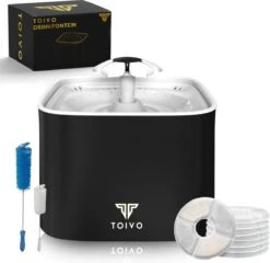 Toivo Drinkfontein - Hond/Kat – 2.5 Liter- Incl. 4 Filters En Cleaning Tool - Waterfontein Kat - Kattenfontein - Drinkfontein Kat - Fluisterstil - Poezen Fontein - Dieren Drinkbakken -