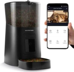 GoldenPaws Automatische Voerbak - Kat En Hond - Zwart - Met Verstelbare Camera - Voerautomaat Met Smartphone Besturing - Voerinhoud 6 Liter