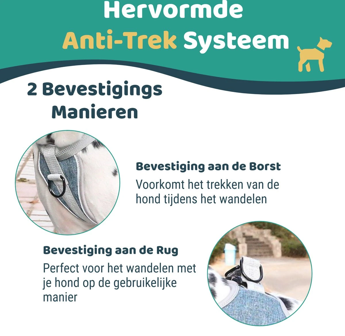 Mmoods Hondentuigje Grijs - Anti-Trek Tuig - Hondenharnas Voor Grote Honden- Reflecterende Halsband Hond - Hondenhalsband Maat L 3 Mmoods Hondentuigje Grijs - Anti-Trek Tuig - Hondenharnas Voor Grote Honden- Reflecterende Halsband Hond - Hondenhalsband Maat L - Afbeelding 3