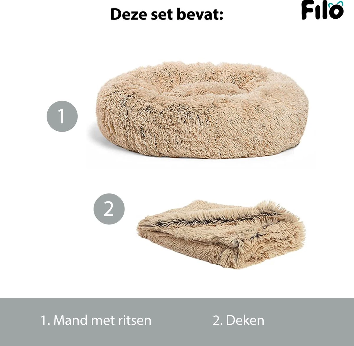 Filo Hondenmand 60cm Met Deken & Rits – Crème – Geschikt Als Kattenmand - Fluffy Donut Hondenbed Lichtbruin - Honden Mand & Bed – Hondenkussen – Kussen Hond – Katten Mand 7 Filo Hondenmand 60cm Met Deken & Rits – Crème – Geschikt Als Kattenmand - Fluffy Donut Hondenbed Lichtbruin - Honden Mand & Bed – Hondenkussen – Kussen Hond – Katten Mand - Afbeelding 7